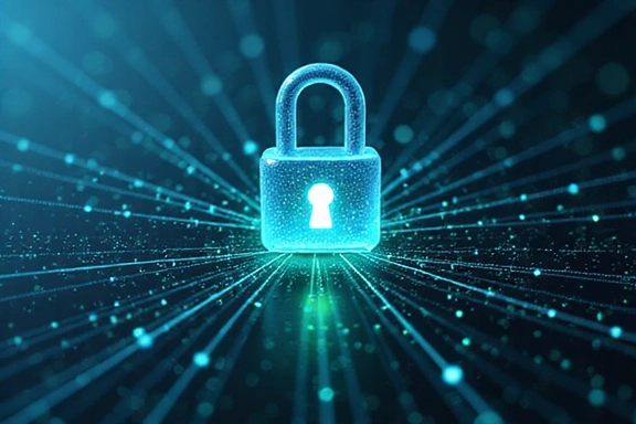 Digital lock icon with secure data