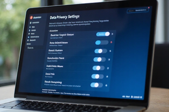 Laptop showing data privacy settings